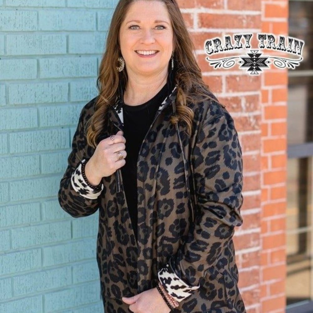 BEST ONE YET CARDIGAN ** REVERSIBLE COWHIDE / LEOPARD